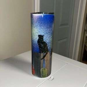 Galaxy Night Cat Travel Tumbler - Blue Gradient